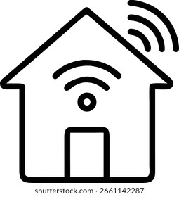Un simple ícono de Vector de una casa inteligente con señal wifi, que representa la tecnología moderna y los sistemas de automatización