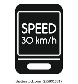 Simple vector icon of a smartphone showing the speed limit