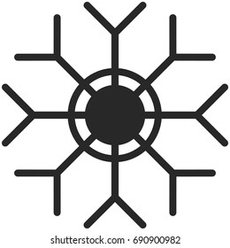 Simple Vector Icon of a snowflake in line art style. Pixel perfect. Basic weather cast element. 