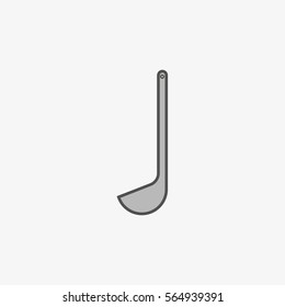 Simple vector icon of soup ladle isolated on grey background

