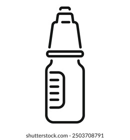 Simple vector icon of a sport water bottle with a measuring scale showing the remaining liquid capacity
