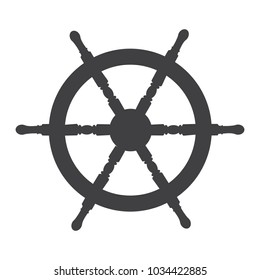 Simple vector icon steering ship wheel isolated on white. Ship wheel icon