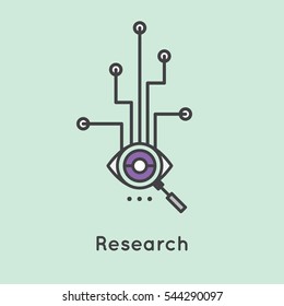 Simple Vector Icon Style Illustration of Research Process