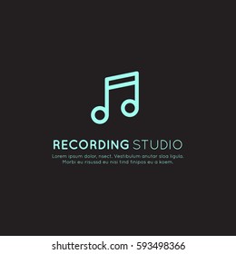 Simple Vector Icon Style Music Logo. Recording Studio Labels. Podcast and Radio Badge with Sample Text