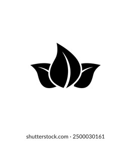 Simple vector icon of a stylized lotus flower with three petals