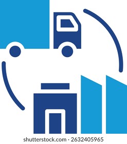 Simple vector icon of supply chain logistics concept of shipping or distribution symbolizes a facility such as a factory or warehouse.
