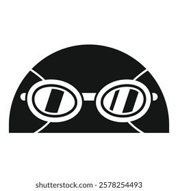 Simple vector icon of a swimmer wearing swimming goggles getting ready to swim