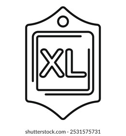 Simple vector icon of a tag indicating extra large size, designed for use in clothing related apps and websites
