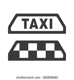 Simple vector icon for taxi. Grayscale pictogram suits well to any kind of surfaces or backgrounds.