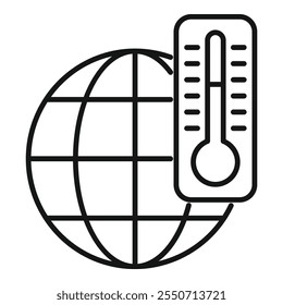 Simple vector icon of a thermometer measuring the rising temperature of planet earth, representing global warming