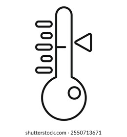 Simple vector icon of a thermometer with the mercury level decreasing