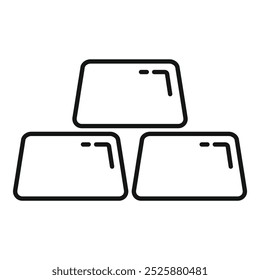 Simple vector icon of three gold bars, symbolizing wealth, investment, and financial success