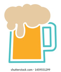 Simple vector icon of traditional german beer mug with foam
