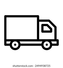 Simple vector icon of a truck. Black lined vector icon of a truck.