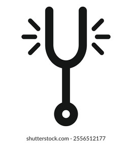 Simple vector icon of a tuning fork vibrating and creating sound waves