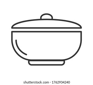 Simple vector icon of a tureen with a lid. Outline illustration isolated on a white background for websites and apps, stickers and stickers