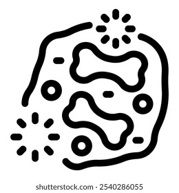 Simple vector icon of viruses attacking cells, representing the immune system
