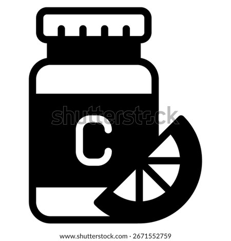 Simple vector icon of a Vitamin C tablet or capsule for web, app, infographic, etc