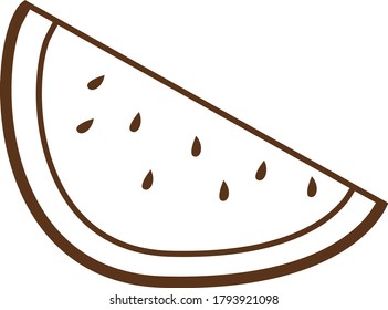 Simple Vector Icon Watermelon in Brown