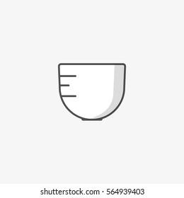 Simple vector icon of white bowl isolated on grey background
