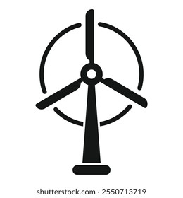 Simple vector icon of a wind turbine generating clean renewable energy