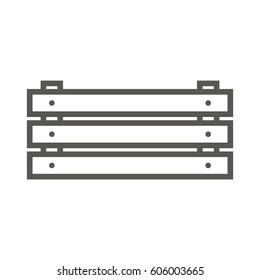 Simple vector icon for wooden box in line art style on white background.
