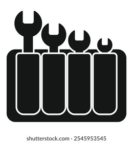 Simple vector icon of a wrench storage box, highlighting the concept of organization and tool storage