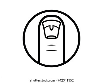 Simple vector icon/logo of toe with nail brace/buckle in circle made of outlines/strokes,treatment of common medical problem