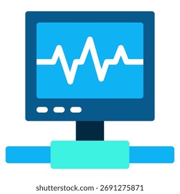 Simples ícones vetoriais de dispositivos médicos e monitores conectados.
