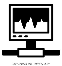 Simples ícones vetoriais de dispositivos médicos e monitores conectados.