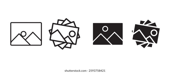 Simple vector icons depicting single and multiple image file formats