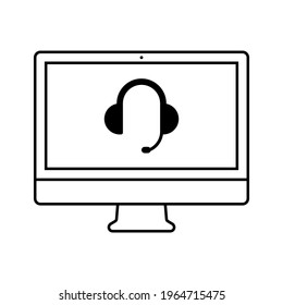 Simple vector icons for headphones, inquiries, hearings, consultations, personal computers, etc. (Line version)