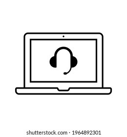 Iconos vectoriales simples para auriculares, consultas, consultas, ordenadores personales, etc. (Versión de línea)