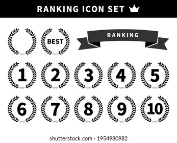 Simple vector icons, illustrations such as rankings, awards, hot selling, popularity, laurels. (Silhouette version)
