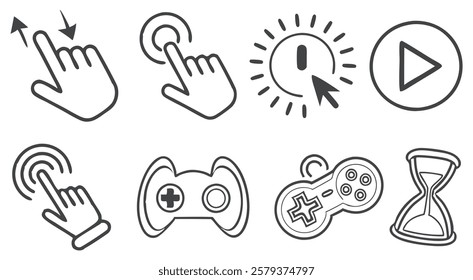 Simple Vector Icons Representing User Interface Interactions