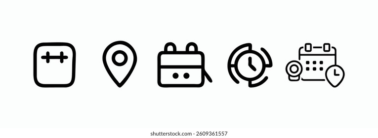 Simple Vector Icons for Scheduling and Location