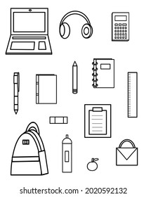 Simple vector icons of school, university and education.