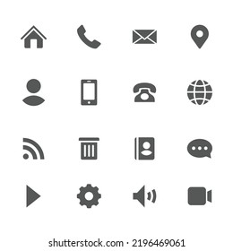 Simple vector icons set. Contact us icons