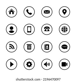 Simple vector icons set. Contact us icons