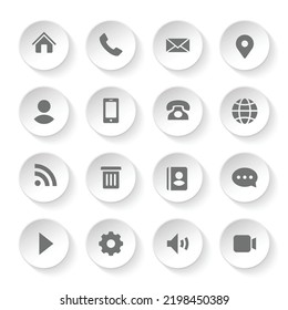 Simple vector icons set. Contact us icons