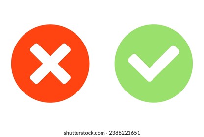 Iconos vectoriales simples de las marcas de graduación y las señales cruzadas en un fondo blanco aislado