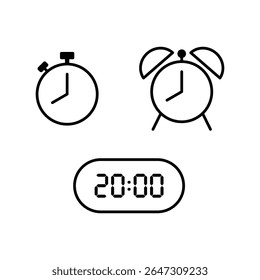 Simple vector illustration of 20 o'clock, timer and 20 o'clock alarm