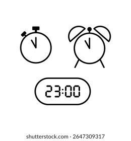 Simple vector illustration of 23 o'clock, timer and 23 o'clock alarm