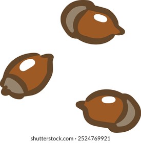 Simple vector illustration of 3 acorns