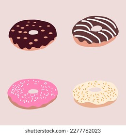 simple vector illustration 4 donuts