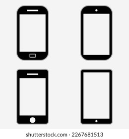 simple vector illustration 4 smartphones on gray