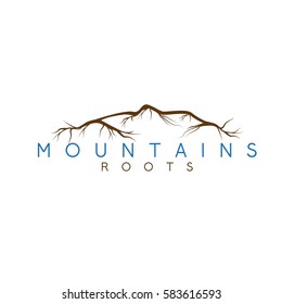 simple vector illustration of the abstract mountains and roots