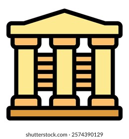 Simple vector illustration of an ancient greek temple facade showing doric order columns, on a white background