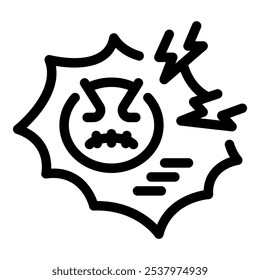 Simple vector illustration of an angry emoji experiencing an emotional outburst, with a lightning icon symbolizing rage