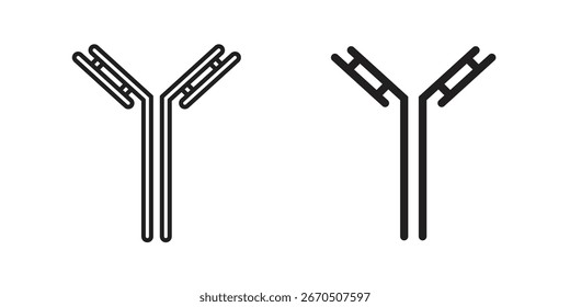 Ilustração vetorial simples de um anticorpo em forma de Y, com um contorno preto, isolado em um fundo branco.